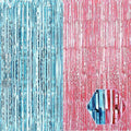 6 Pack Pink Blue Foil Fringe Curtain Backdrop, 3.28Ft x 8.2Ft Metallic Tinsel by Ferwzsr