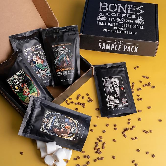 Bones Coffee Company NEW Favorite Flavors Sample Pack, Auto Drip and French - Image 2
