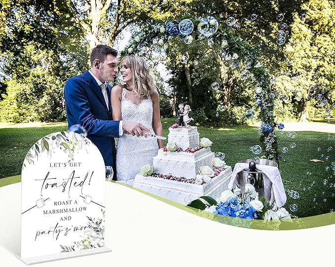 Greenery S'mores Bar Sign, 6 x 8 Inch White Arch Acrylic Wedding Sign - Image 6