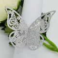 Butterfly Bright Silver Paper Napkin Rings Set of 100 pcs，3D Laser Cutout Paper by Wlirantim