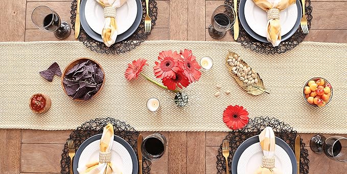DII Woven Basic Tabletop Collection, Chevron Table Runner, Honey Gold - Image 5