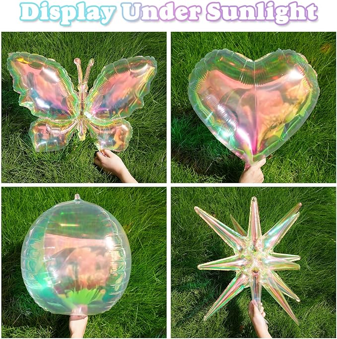 6Pcs Iridescent Foil Balloons, 22in Square Foil Balloons and Explosion Star - Image 7