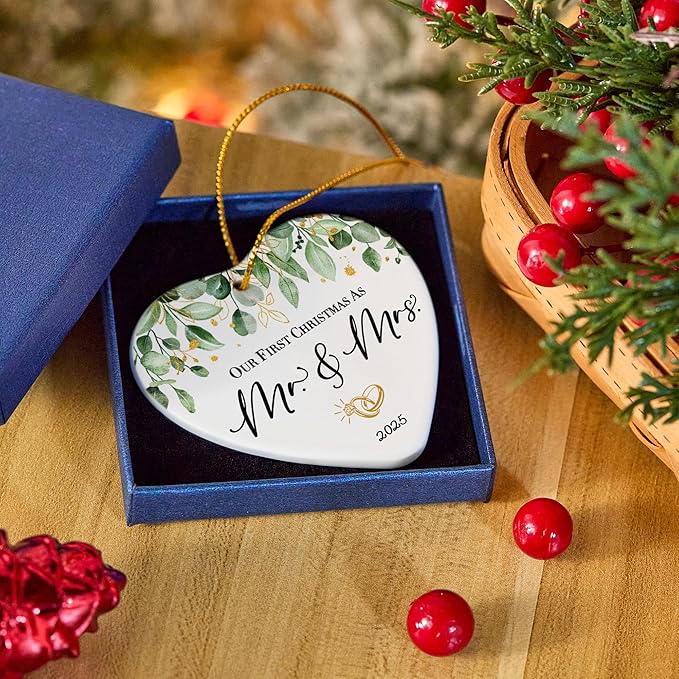 Wedding Gifts for Couples 2025, First Christmas Married Ornament 2025 Mr and - Image 3