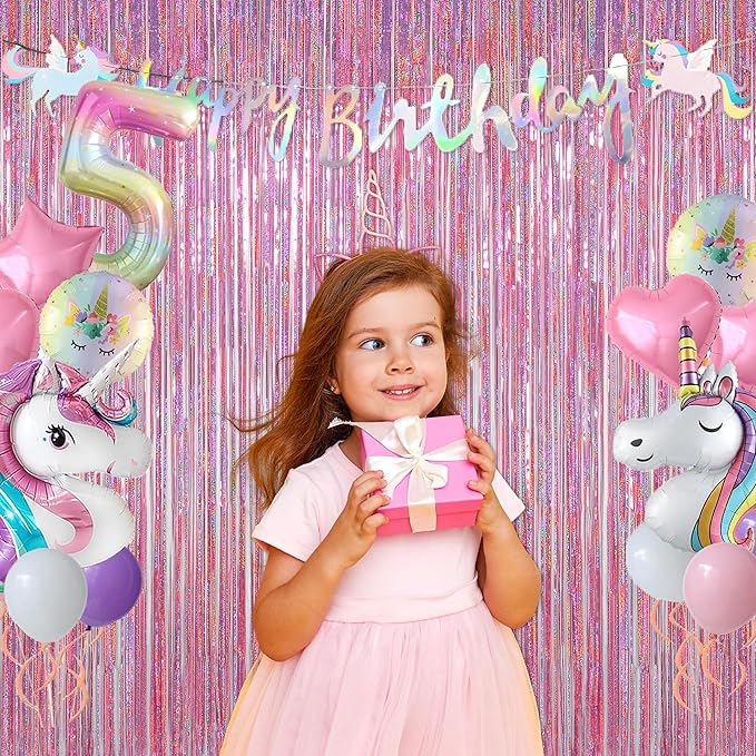 Melsan Pink Tinsel Curtains Backdrop, 3.2 ft x 8.2 ft Sparkle Metallic Foil - Image 3