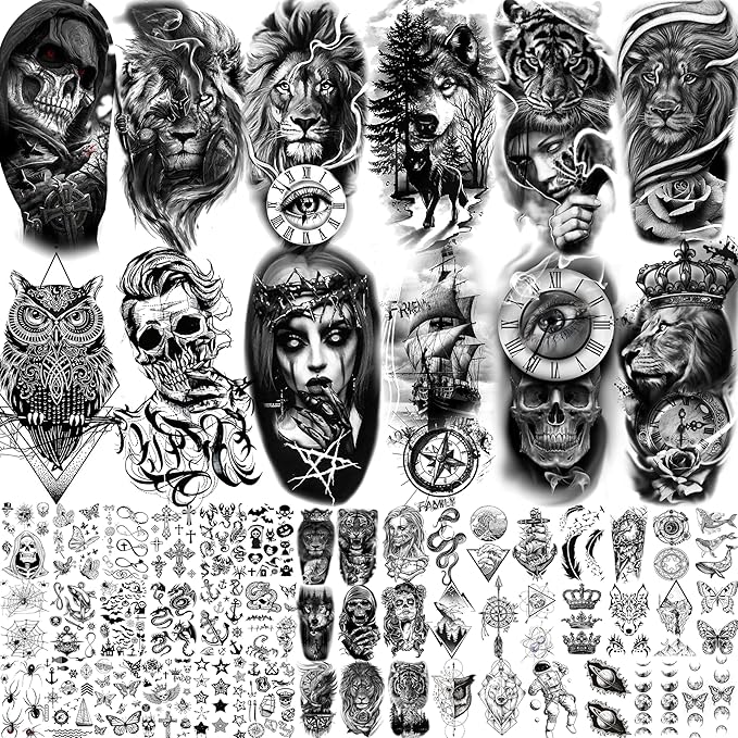 59 Sheets 3D Black Halloween Temporary Tattoos by EGMBGM