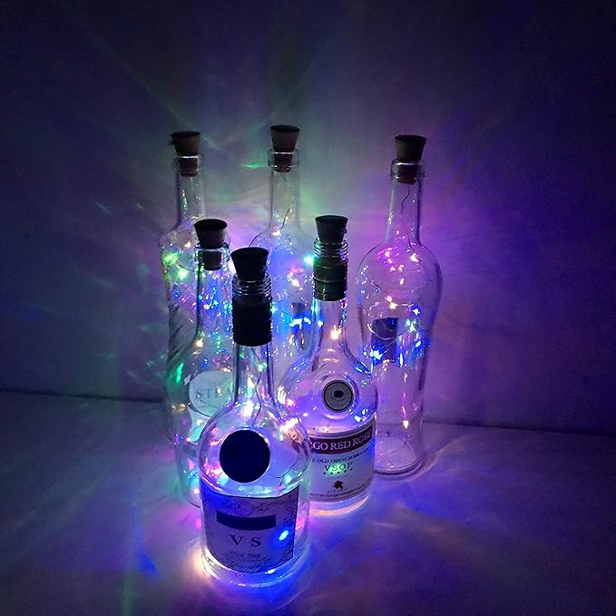 Wine Bottle Lights with Cork, 10 Pack Battery Operated LED Cork Shape Silver - Image 5