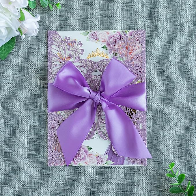 20 PCS 5.12x7.2 Butterfly Personalized Quinceanera Invitation, Customized XV - Image 9