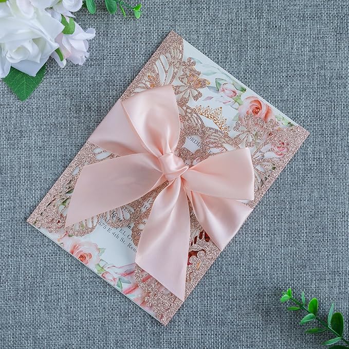 20 PCS 5.12x7.2 Butterfly Personalized Quinceanera Invitation, Customized XV - Image 4