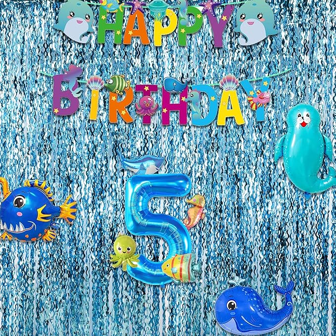 Wavy Blue Streamers Party Backdrop - Image 4