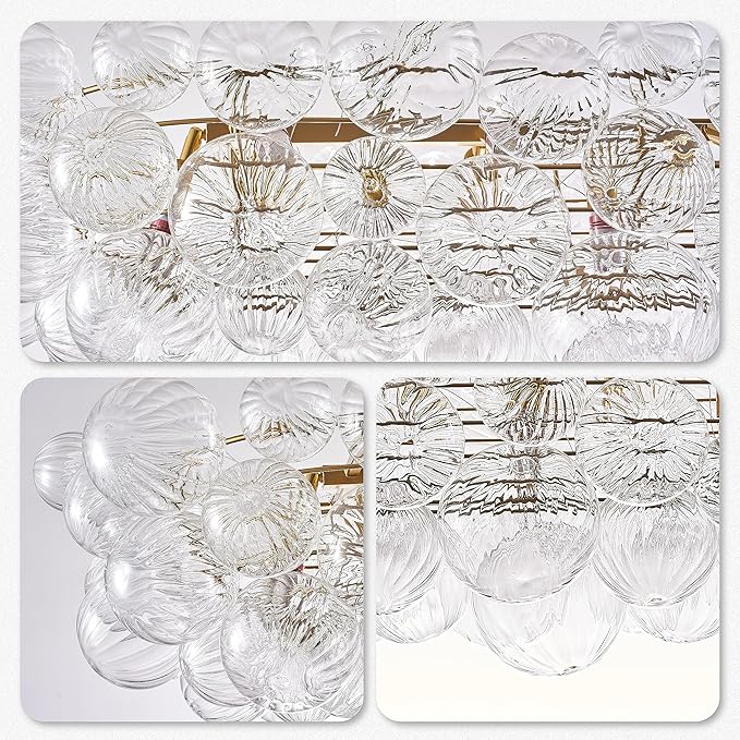 Nordic Bubble Ball Swirled Glass Chandelier 50 inch Rectangular Island Light - Image 2