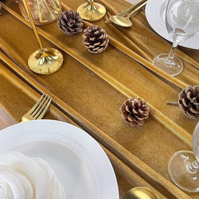 Velvet Table Runner, 10ft Luxurious Wedding Reception Decorations Soft Velvet - Image 7