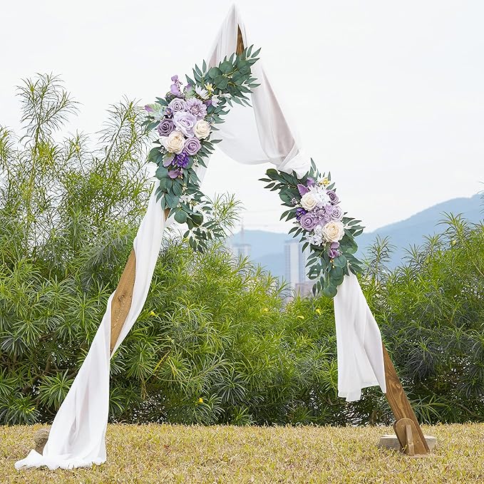 ponatia Wedding Arch Flowers, Artificial Purple Flowers - Image 9