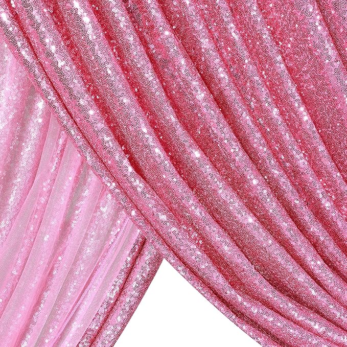 Sequin Backdrop 8ft x 8ft Blush Pink Glitter Backdrop Curtains Glitter - Image 4