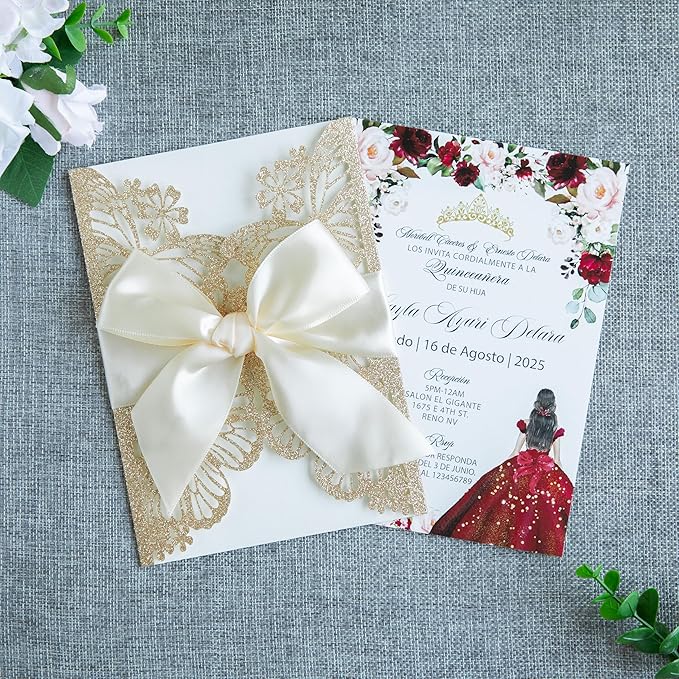 20 PCS 5.12x7.2 Butterfly Personalized Quinceanera Invitation, Customized XV - Image 2