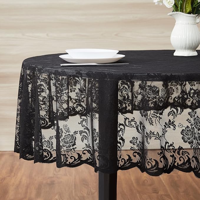LinenZone Black Oval Tablecloth - Image 2