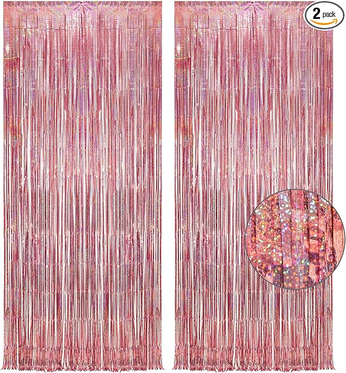 Rose Gold Tinsel Party Backdrop by GREATRIL