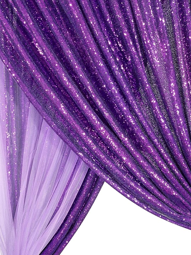 Purple Sequin Backdrop 8ft x 8ft Glitter Party Backdrop Curtains Glitter - Image 5