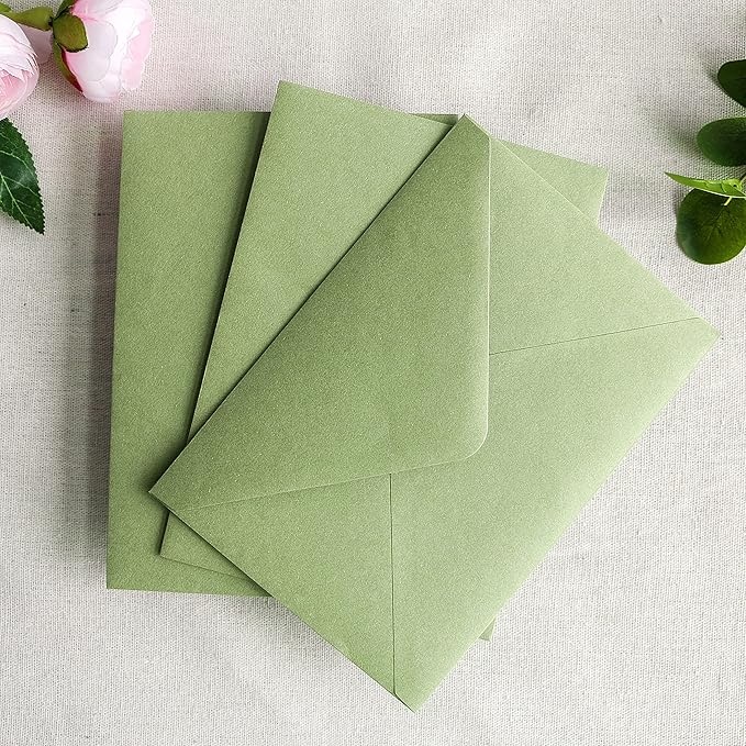 PONATIA 50 PCS/Pack A7 Envelopes, 5.25 x 7.48'' Sage Green Envelopes - Image 5