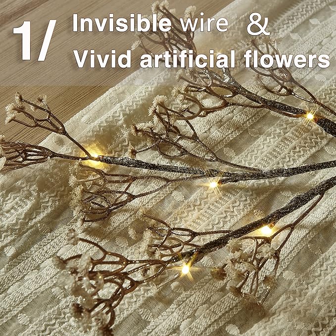 Fudios Lighted Garland Flowers for Mantle - Image 2