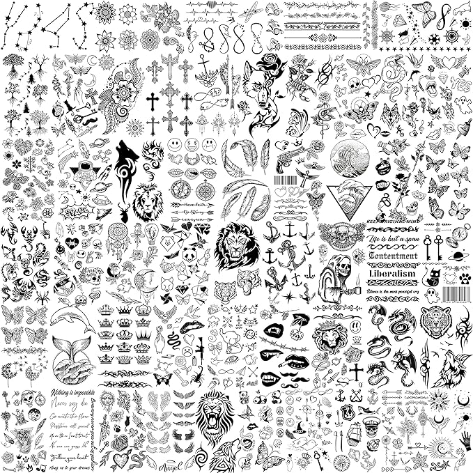 52 Sheets Tiny Small Temporary Tattoos by EGMBGM