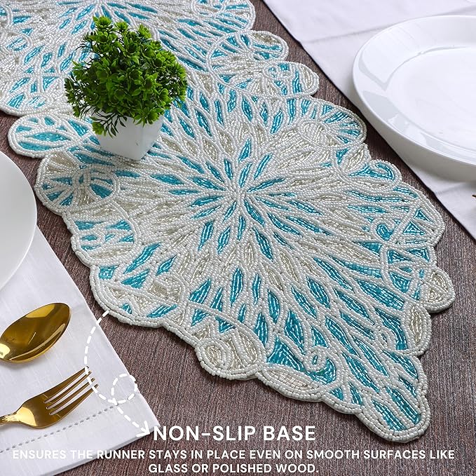 Handcrafted Beaded Table Runner – Elegant, Stain-Resistant Glass Bead & - Image 6