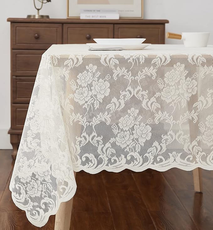 LinenZone Ivory Rectangle Tablecloth - Image 2