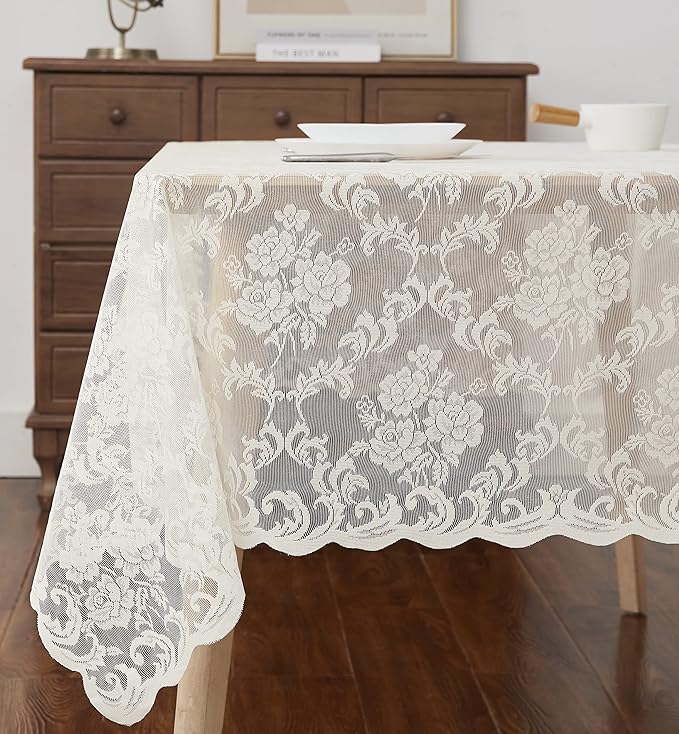LinenZone Ivory Rectangle Tablecloth - Image 2