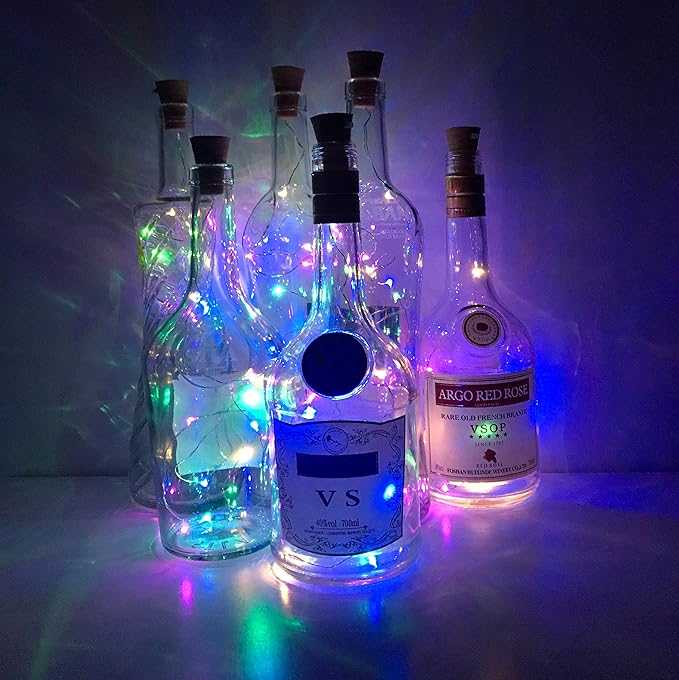 Wine Bottle Lights with Cork, 10 Pack Battery Operated LED Cork Shape Silver - Image 7