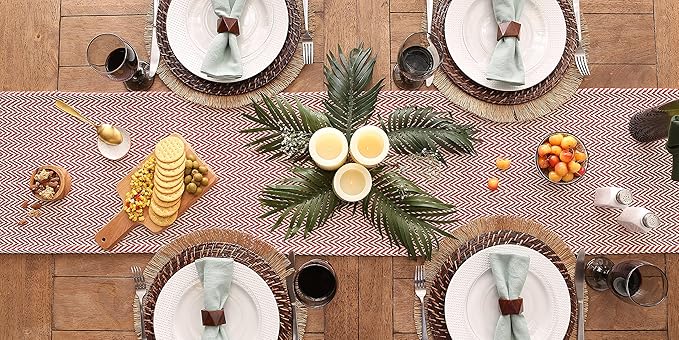 DII Woven Basic Tabletop Collection Chevron Table Runner, Tango Red - Image 5