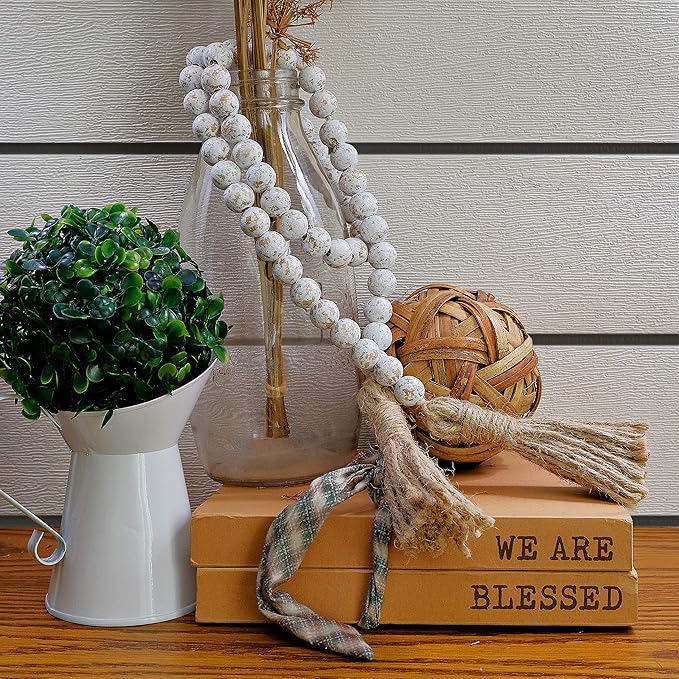Farmhouse Wood Bead Garland Set of 2 - Image 5