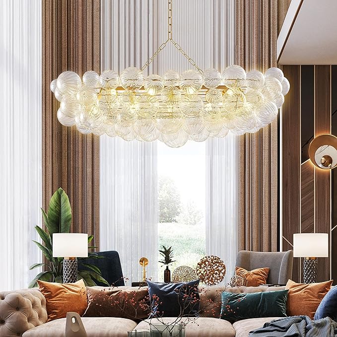 Nordic Bubble Ball Swirled Glass Chandelier 50 inch Rectangular Island Light - Image 5