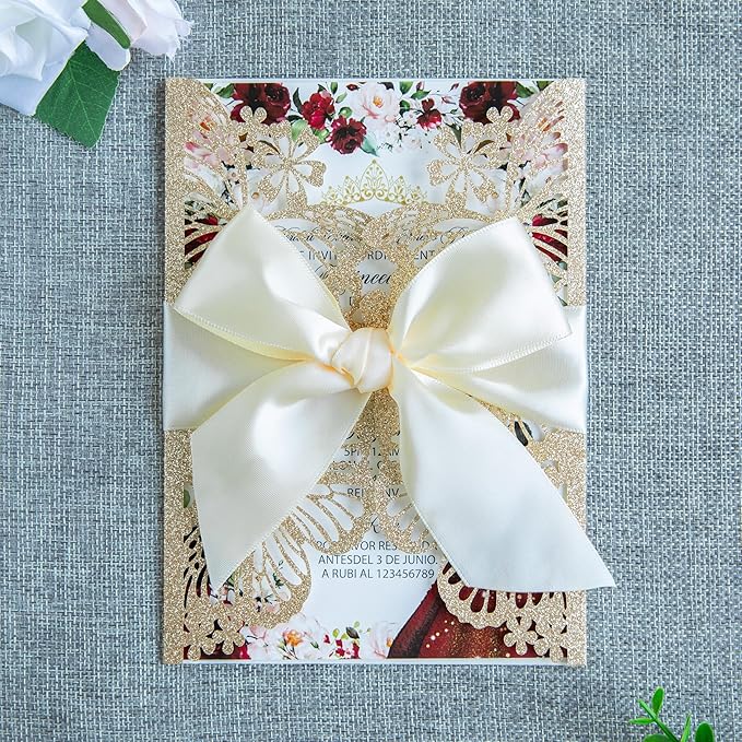 20 PCS 5.12x7.2 Butterfly Personalized Quinceanera Invitation, Customized XV - Image 9