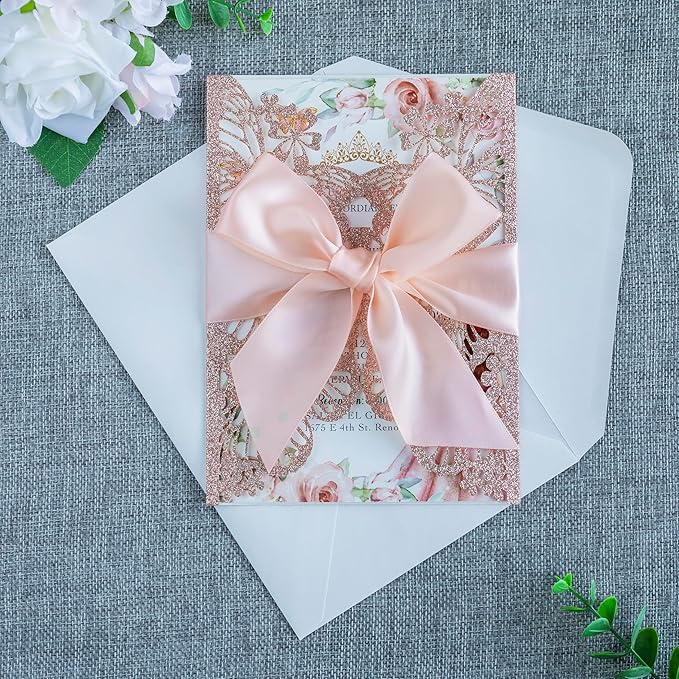 20 PCS 5.12x7.2 Butterfly Personalized Quinceanera Invitation, Customized XV - Image 6
