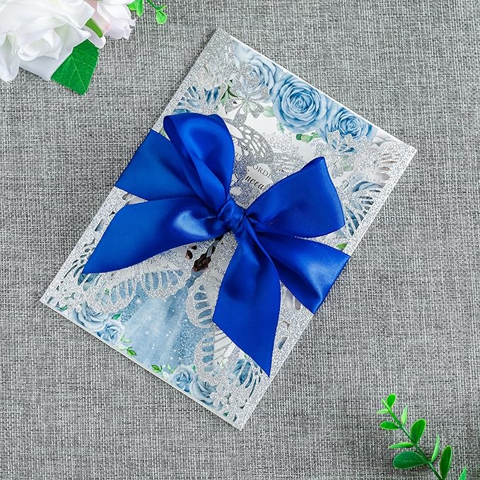20 PCS 5.12x7.2 Butterfly Personalized Quinceanera Invitation, Customized XV - Image 4
