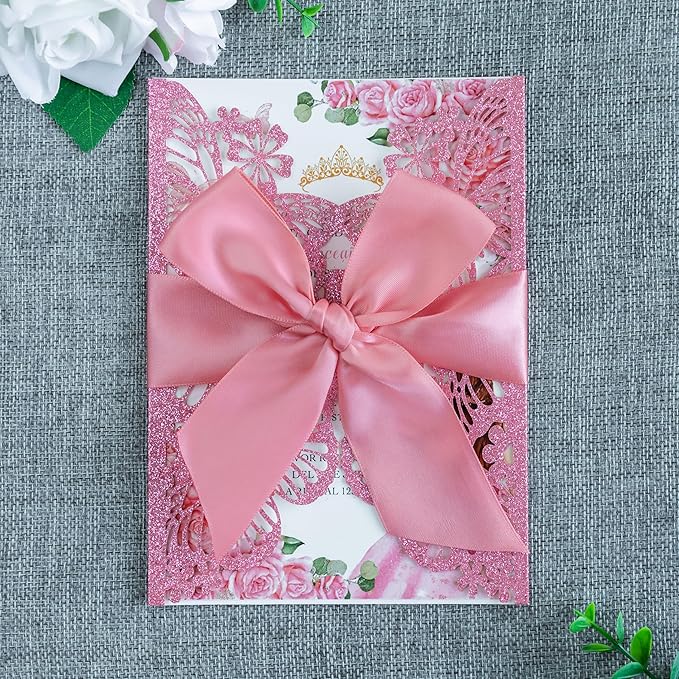 20 PCS 5.12x7.2 Butterfly Quinceanera Invitation, Laser Cut Wedding Invitation - Image 2