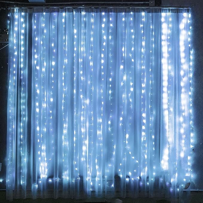 Dazzle Bright Curtain String Lights, 300 LED 9.8ft x 9.8ft 8 Lighting Modes - Image 7