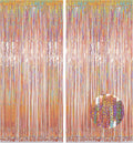 Foil Fringe Backdrop, Melsan 2 Pack 3.2 ft x 8.2 ft Tinsel Foil Fringe Curtains by Melsan