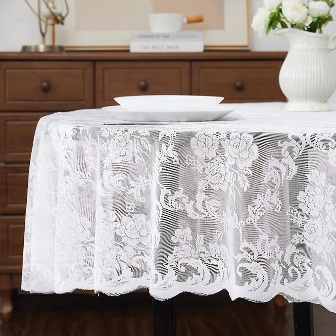LinenZone Small White Round Tablecloth - Image 2