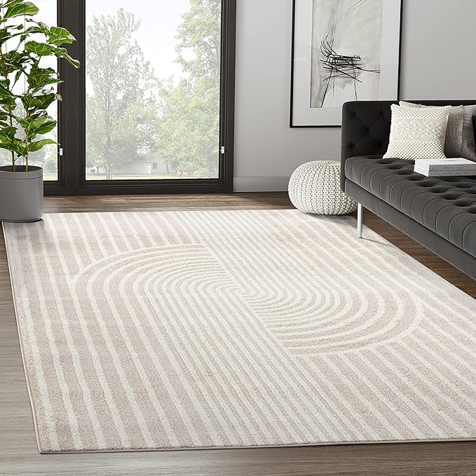 Abani Area Rug for Living Room -Nuevo 4' x 6' Beige Arch Pattern Area Rug by Abani