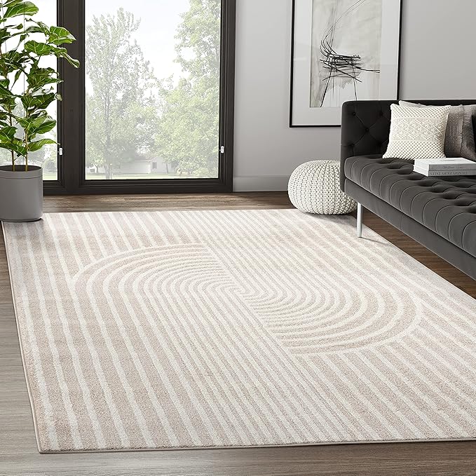 Abani Area Rug for Living Room -Nuevo 5' x 8' Beige Arch Pattern Area Rug by Abani