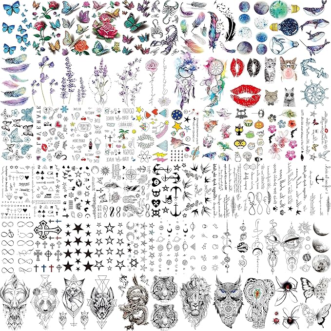 66 Sheets 430+ PCS Cute Temporary Tattoos by EGMBGM