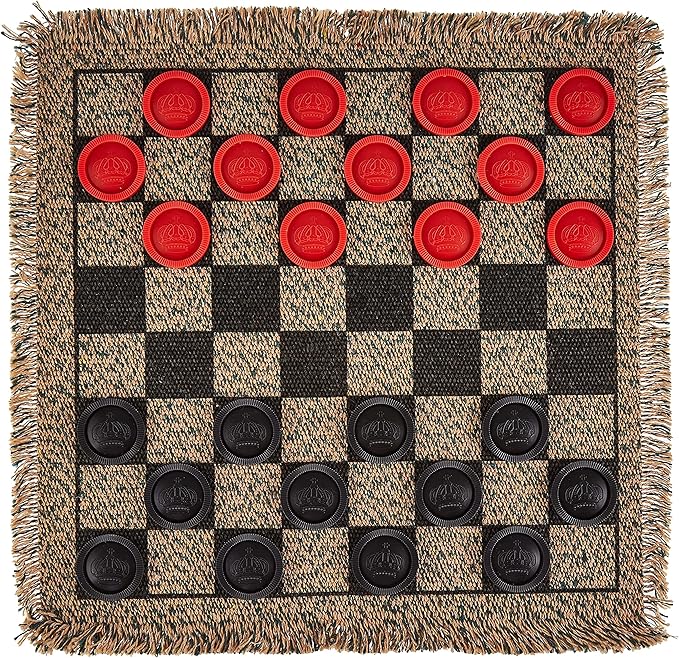 3-in-1 Mini Checkers Rug + Classic & Mega Tic Tac Toe by Brybelly