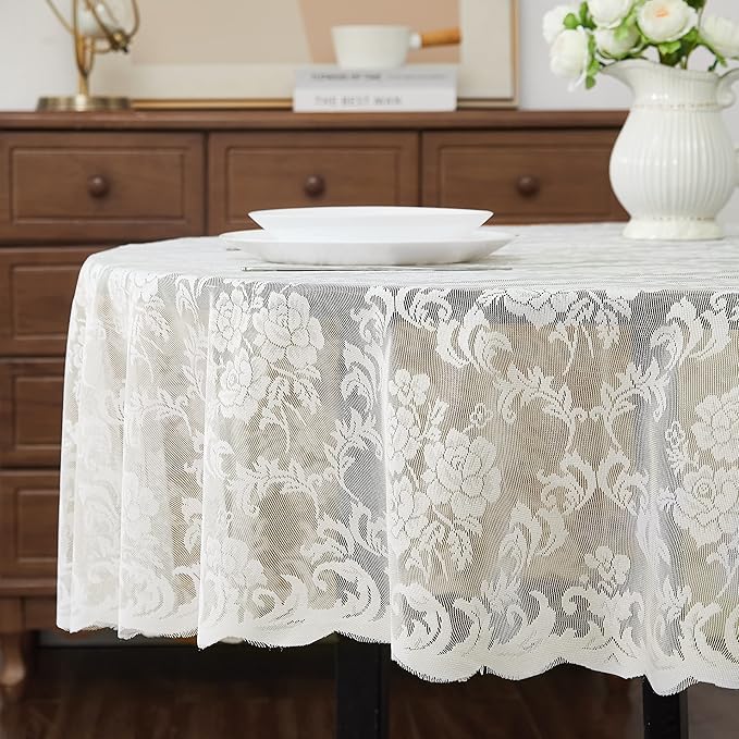 LinenZone Ivory Round Tablecloth - Image 2
