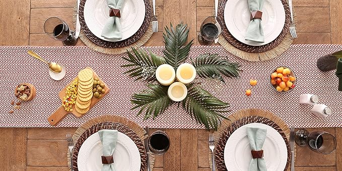 DII Woven Basic Tabletop Collection Chevron Table Runner, Tango Red - Image 5